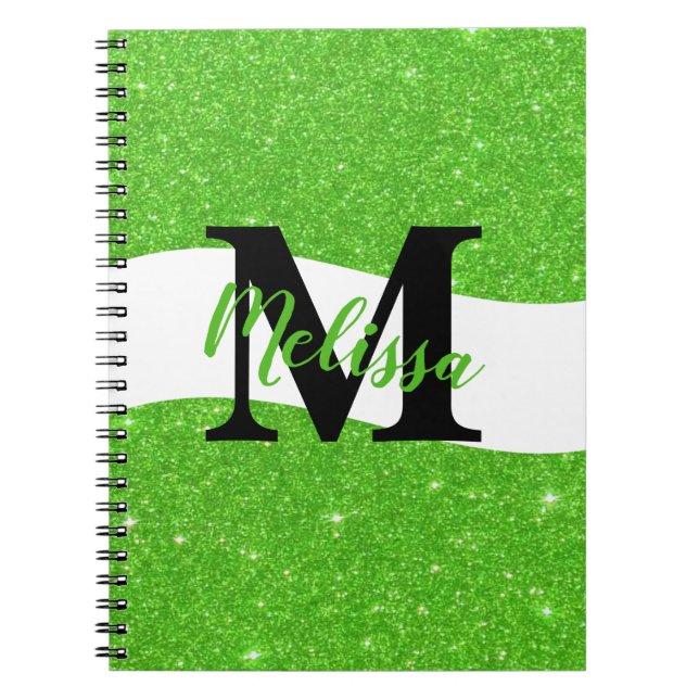 Espiral Caderno personalizado com glitter (Frente)