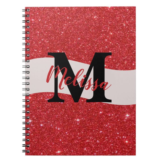 Espiral Caderno personalizado com glitter (Frente)