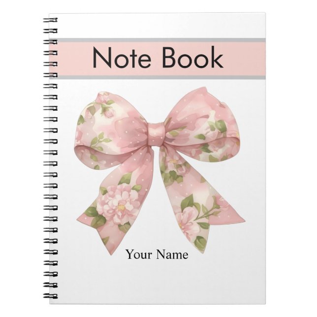 Espiral caderno personalizado com laço (Frente)