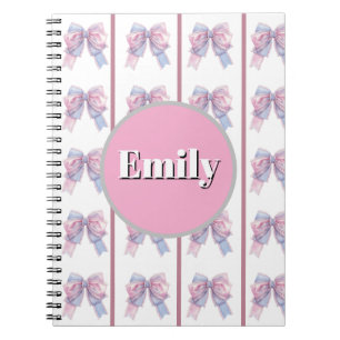 Espiral caderno personalizado com laço e nome