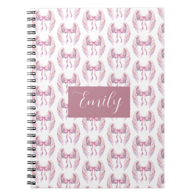 Espiral caderno personalizado com laço e nome (Frente)