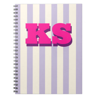 Espiral Caderno Personalizado com Monograma e Listra Roxa