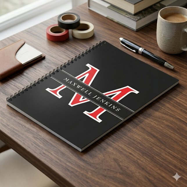 Espiral Caderno Personalizado com Monograma e Nome (Personalized Notebook with Monogram & Name)