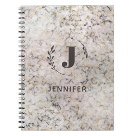 Espiral Caderno Personalizado com Monograma em Mármore com