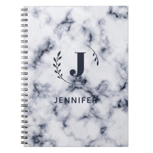Espiral Caderno Personalizado com Monograma em Mármore com