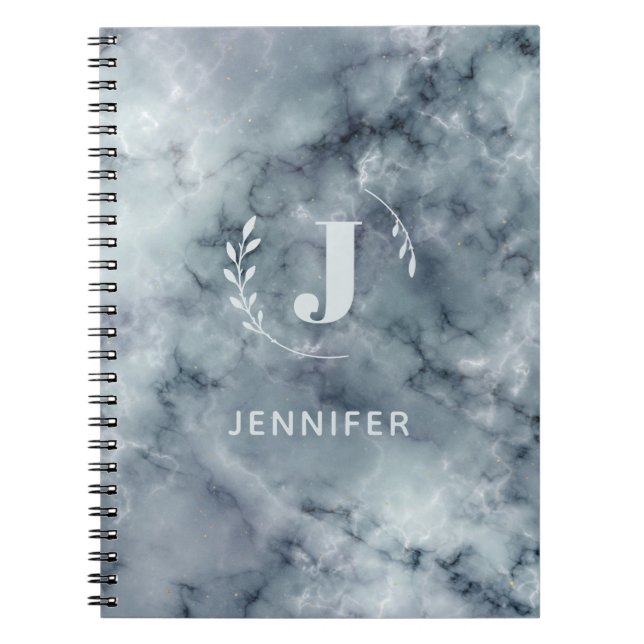 Espiral Caderno Personalizado com Monograma em Mármore com (Frente)