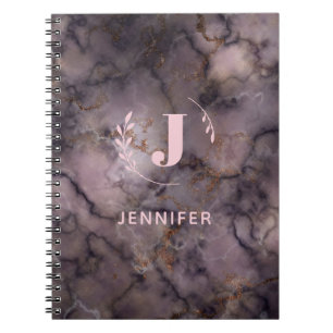 Espiral Caderno Personalizado com Monograma em Mármore com