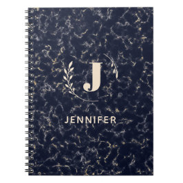 Espiral Caderno Personalizado com Monograma em Mármore com