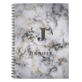 Espiral Caderno Personalizado com Monograma em Mármore com