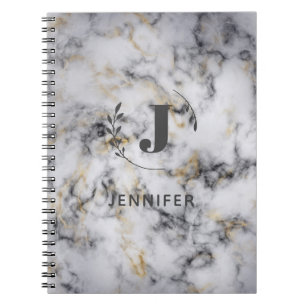 Espiral Caderno Personalizado com Monograma em Mármore com