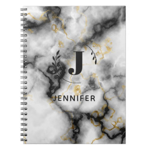 Espiral Caderno Personalizado com Monograma em Mármore com