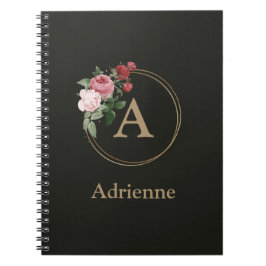Espiral Caderno Personalizado com Monograma Floral e Nome