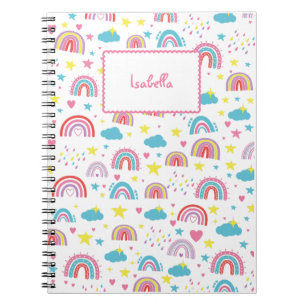 Espiral Caderno Personalizado Com Nome Design Arco-Íris pa