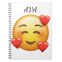 Caderno Personalizado com Nome e Emoji de Corações
