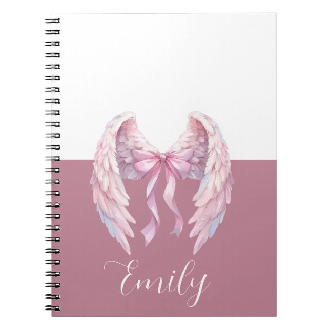 Espiral caderno personalizado com nome e laço (Frente)