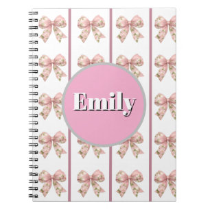 Espiral caderno personalizado com nome e laço