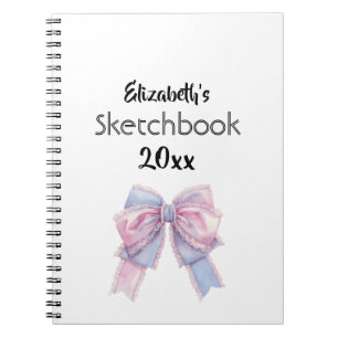 Espiral caderno personalizado com nome e laço