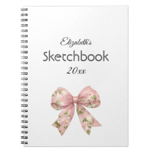 Espiral caderno personalizado com nome e laço