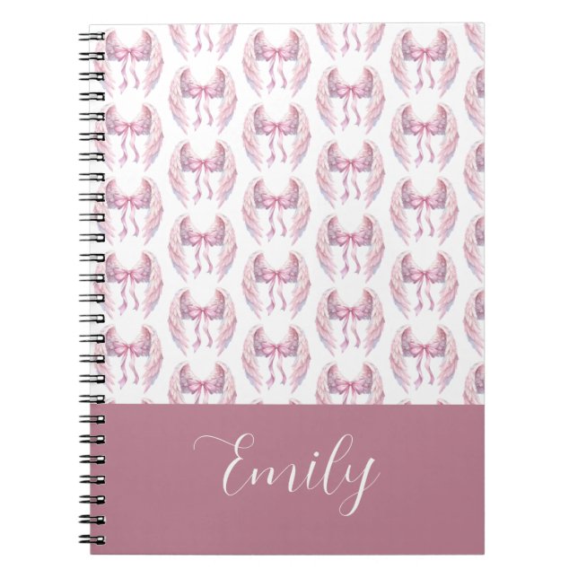 Espiral caderno personalizado com nome e laço (Frente)