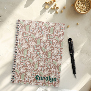 Espiral Caderno Personalizado com Padrão de Jardim Rústico