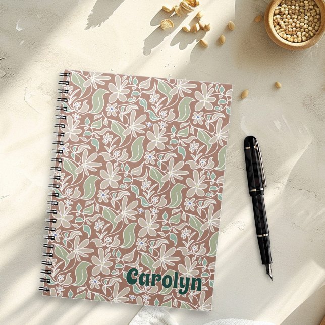 Espiral Caderno Personalizado com Padrão de Jardim Rústico (Criador carregado)