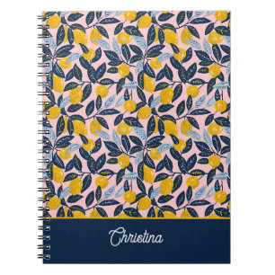 Espiral Caderno Personalizado com Padrão de Limão Journal