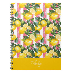 Espiral Caderno Personalizado com Padrão de Limão Journal
