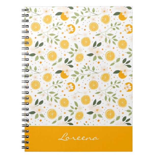 Espiral Caderno Personalizado com Padrão de Limão Journal (Frente)