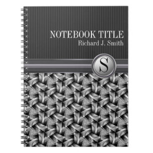 Espiral Caderno Personalizado com Padrão de Trama Cinza Br