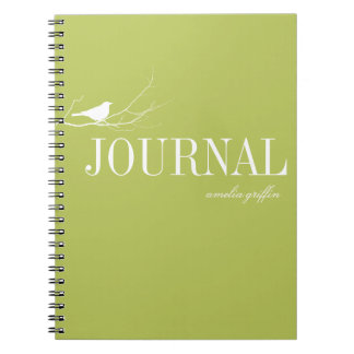 Espiral Caderno personalizado com pássaro empoleirado no g