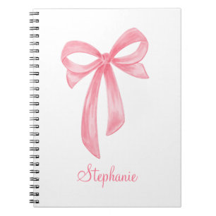 Espiral Caderno Personalizado Coquette com Laço Rosa Men