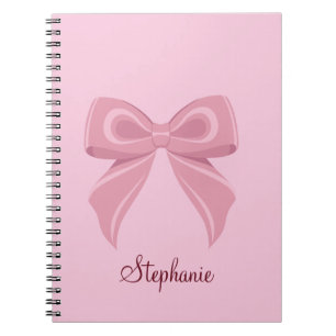 Espiral Caderno Personalizado Coquette com Laço Rosa Men