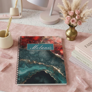 Espiral Caderno Personalizado cristal ouro vermelho azul e
