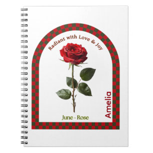 Espiral Caderno Personalizado da Flor do Mês de Junho