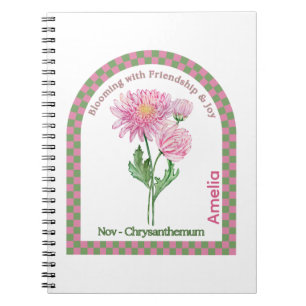 Espiral Caderno Personalizado da Flor do Mês de Nascimento