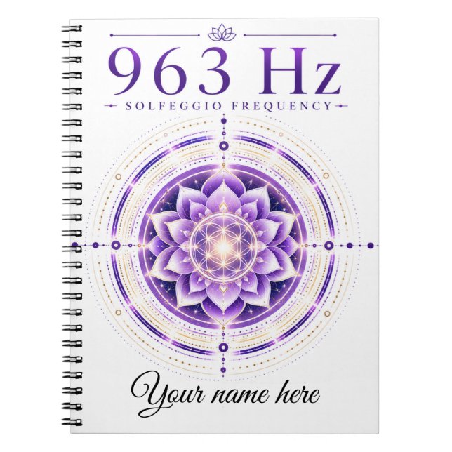 Espiral Caderno Personalizado da Frequência Solfejo 963 Hz (Frente)