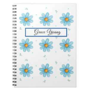 Espiral Caderno Personalizado da Margarida Azul