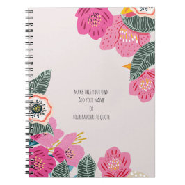 Espiral Caderno Personalizado de Flores Abstratas Rosa