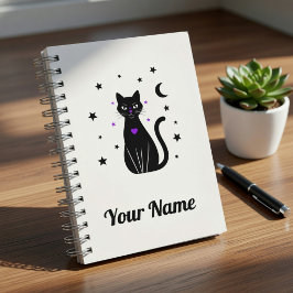 Espiral Caderno Personalizado de Gato Preto