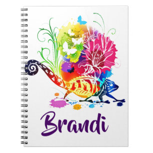 Espiral Caderno personalizado de lagarto floral colorido