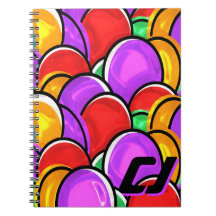 Caderno Personalizado de Monograma de Arte Pop Ond