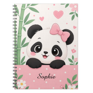 Espiral Caderno Personalizado de Nome de Menina Panda Fofo