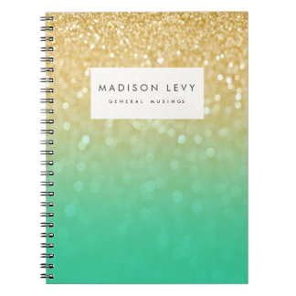 Espiral Caderno personalizado de Ombre da cerceta brilho