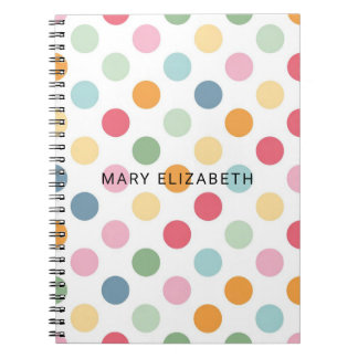 Espiral Caderno Personalizado de Pontos Coloridos Pastel