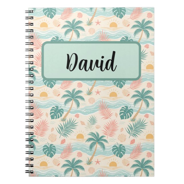 Espiral Caderno Personalizado de Praia Tropical (Frente)
