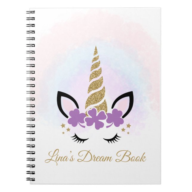 Espiral Caderno Personalizado de Unicórnio (Frente)