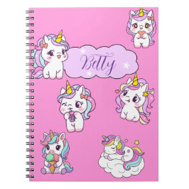 Espiral Caderno Personalizado de Unicórnio Fofo