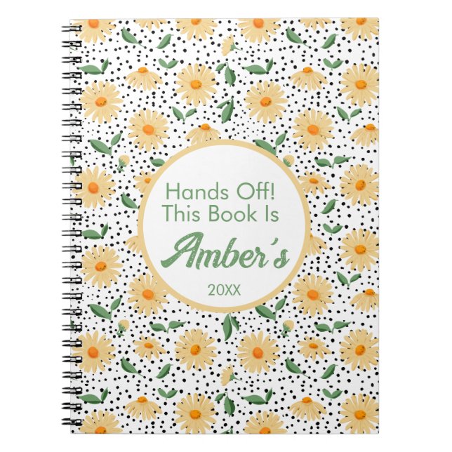 Espiral Caderno Personalizado – design Daisy (Frente)