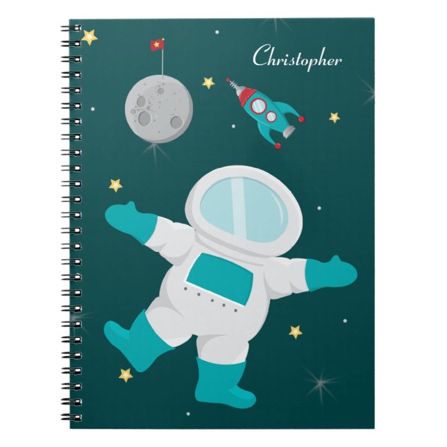 Espiral Caderno personalizado do astronauta do espaço (Frente)