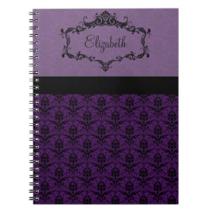 Espiral Caderno personalizado do damasco - roxo